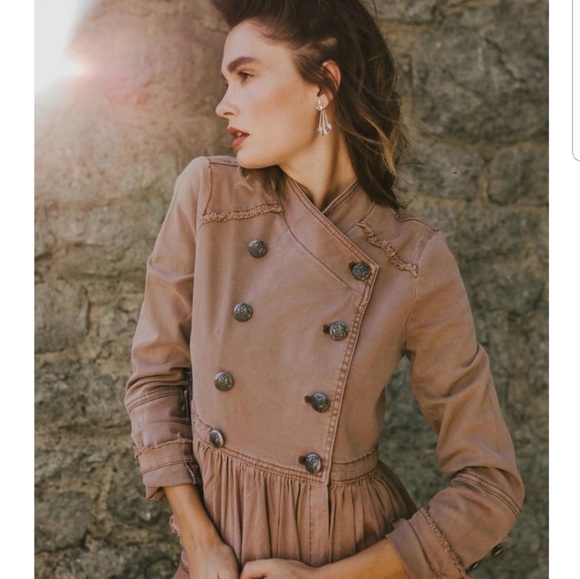 Free People Jackets & Blazers - Free People Flared hem military jacket green